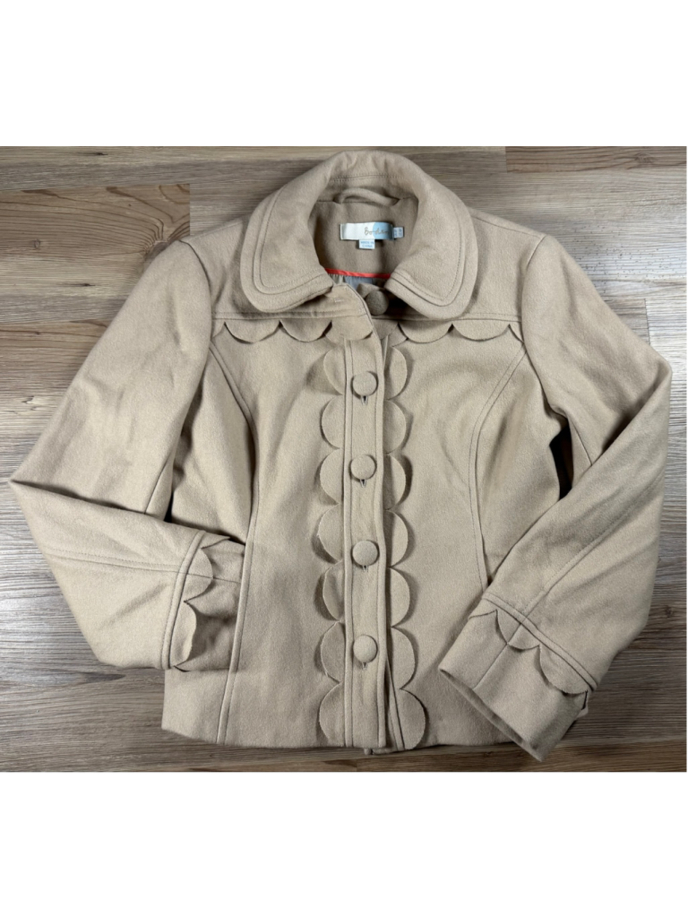 cream wool-blend cropped jacket by Boden sz 4 - Picture 2 of 10